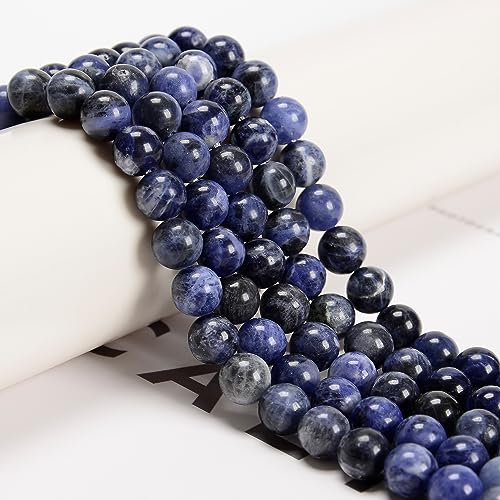 62Pcs Blue Sodalite 6mm Beads Natural Stone Round Gemstone Genuine Real Stone for DIY Bracelet Jewelry String Making - color: Blue Sodalite, size: 6mm