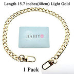 HAHIYO Purse Chain Strap Length 15.7 inches Light Gold for Shoulder Cross Body Sling Purse Handbag Clutch Replacement Strap Comfortable Flat 0.4” Wide Enough 2.4mm Extra Thick Metal Strap 1 Pack - size: Light Gold 15.7 Inches