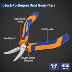 5 Inch Mini 45-Degree Bent Nose Pliers, Snipe Nose Jewelry Pliers with Comfort Grip, Curved Nose Plier for Jewelry Making, Beading, DIY Crafts and Wire Wrapping Repairs - style: 5 Inch Bent Nose Pliers