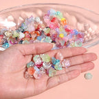 100pcs Glass Bellflower Beads Mixed Color Trumpet Flower Beads Gradient Clear Cute Bead Loose Aesthetic for Jewelry Making DIY Necklace Crafts