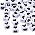 Cheriswelry 200pcs 6mm White Cube Acrylic Heart Beads Black Opaque Crystal Loose Spacer Large Hole Beads Plastic Love Heart Charms for DIY Craft Earring Bracelet Necklace Jewelry Making - color: Cute Heart Beads