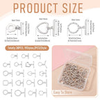 38Pcs Platinum Toggle Clasp, 19 Styles Bracelet Closure Clasps IQ Toggle Clasps Oval Flower Heart Clasp Fastener Hook Toggles Connectors for Necklace Bracelet Jewelry Making - color: Platinum-19 Styles
