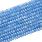 76pcs 5x8mm Natural Stone Dark Blue Aquamarine Rondelle Spacer Loose Beads Abacus Disk Stone Round Loose Gemstone Beads for Jewelry Making DIY Bracelet Necklace - color: Blue Aquamarine Stone