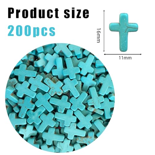 Turquoise Cross Beads for Bracelet Making - 200pcs 12x16mm Natural Semi-Precious Gemstone Loose Spacer Beads for Jewelry, Beading, Earrings & DIY Handmade Crafts - color: Turquoise Cross 12*16mm