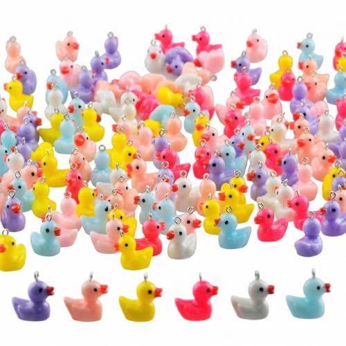Keychain Charms Bulk 30pcs mixed Cute 3D Charms for Keychain Making for Bracelet Earring Jewelry Making DIY Crafts Includes Animal Food Fruit Flower Designs - color: Duck Mix