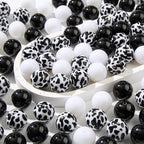 20mm Acrylic Beads 180pcs Cow Style Chunk Bubblegum Bead Black&White Beadable Pen Ball Beads for Pen Bag Jewelry Making Necklace Bracelets (Black&White) - color: black&white