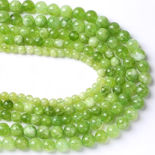 90pcs 4mm Natural Peridot Green Lace Jades Beads Round Loose Spacer Beads for Jewelry Making DIY Bracelets Crystal Energy Healing Power Stone 15 Inch(4mm, Green Peridot Jade) - color: Green Peridot Jade, size: 4mm