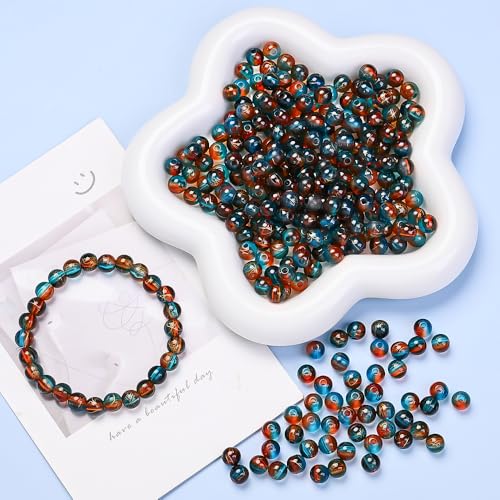 PIPITREE 500 PCS Acrylic Beads 8mm Rainbow Round Bead for Pens Bulk Acrylic Beads for Keychains Beadable Pens DIY Crafts Bracelets Necklace Jewelry Making Plastic Colorful Bead (Red-Blue) - color: Red-Blue