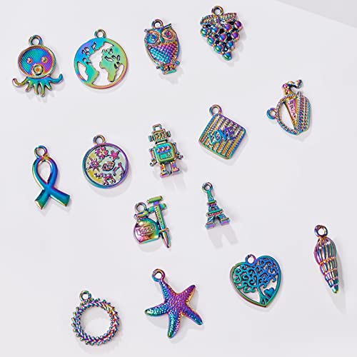 stino 100 G Mixed Style Metal Charms for Jewelry Making, Bulk Silver & Gold Plated, for Bracelet, Necklace, Earrings DIY Crafts - style: Rainbow 1