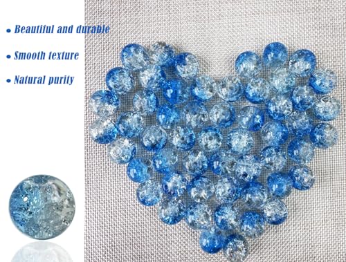 100Pcs 10mm Crackle Glass Beads for Jewelry Making - Round Spacer Crystal Beads Bulk, DIY Craft Supplies for Necklace Bracelet Earrings (Blue Transparent) - color: Blue Transparent
