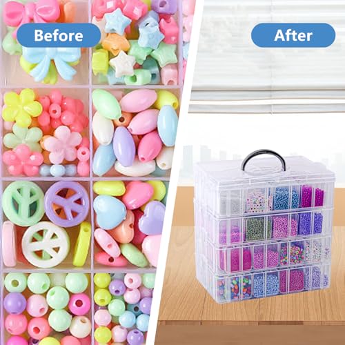 VTG Bead Organizer Box, 112 Pcs Small Organizers, 3-Tier Bead Storage Containers Portable Organizer and Storage Box Stackable Plastic Cases for Bracelet Making DIY Jewelry Nail Charms - style: 4 Tier