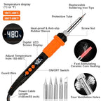 Soldering Iron Kit,90W LED Digital Solder Iron Soldering Gun kit,Adjustable Temperature(180°C-480°C),19-in-1 Welding Tool Including Desoldering Pump, Multimeter, 5 Solder Tips,Helping Hands - color: 19-in-1 Soldering Iron Kit