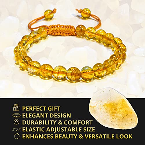 ANAYA AGATE Energy Protection Crystal Handmade Adjustable Bead Bracelet Perfect for Men, Women’s Christmas Gift - Gemstone Healing Stretch Bracelet Pulsera Para Hombre Mujer Stocking Stuffer - color: Citrine - H1