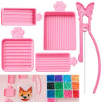 Dovbuqu 5 PCS Bead Tools, Pink Fuse Bead Accessories Set, Precision Bead Tweezers and Shovel for Complex Designs, Efficient 2.6mm Fuse Beads Organization and Placement Tools for Adult Crafters