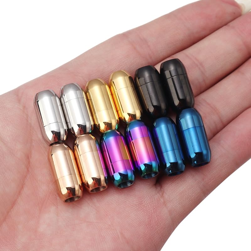 Stainless Steel Magnetic Clasp Inner Hole 3mm/4mm/5mm/6mm/8mm Glue-in Jewelry Clasp (Inner Hole Size=6mm, Gold Tone) - color: Gold Tone, size: Inner Hole Size=6mm