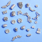 400Pcs Metal Spacer Beads for Jewelry Making, Silver & Gold Plated Findings for Bracelet, Small Hole, Mixed Style (Silver) - color: Silver