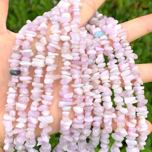 Adabele 31 Inch Natural Light Purple Pink Kunzite Gemstones Chip Loose Beads Drilled Hole Free Form 5mm-8mm Gem Stone Spacer for Craft Jewelry Making GZ1-33 - color: Kunzite, size: 31 Inch/1 Strand