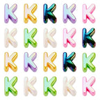Beadthoven 20pcs Big Letter K Beads Large Hole Bubble Alphabet Acrylic Beads Charm Iridescent Plastic K Shape Loose Chunky Spacers for Jewelry Making Bracelet Necklace Keychains Shoelaces Crafts - color: K