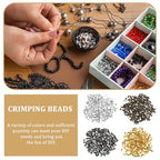 Crimp Beads for Jewelry Making, Teaaha 1000 PCS Plated Brass Crimping 4 Colors Bead Crimp Tubes String Bracelet End Loose Stopper Beads Tube Crimping Bead for Earring Necklace Pendant DIY (1.5x1.5mm)