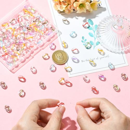 Stiesy 100Pcs Transparent Coffee Bean Glass Beads, Mixed Color Imitation Food Spacer Loose Beads Bulk for Bracelet Necklace Earring Making DIY Crafts 10x8.5x5.5mm - color: Coffee Bean-100pcs