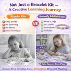 Butterfly EduFields Bracelet Making Kit for Girls Ages 8-14 | 25+ DIY Bracelets, 8 Craft Styles, Storybook | DIY Jewelry Craft Kit for Girls with 200+ Pieces, Beads, Loom, Charms, Threads, Clay, Gems
