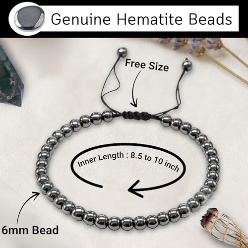 Amazing Gemstone Crystal Anklet Ankle Bracelets for Women - Waterproof Beaded Healing Crystal Anklets, Plus Size Chakra Gemstone Bead Anklet - color: Hematite, style: Plain