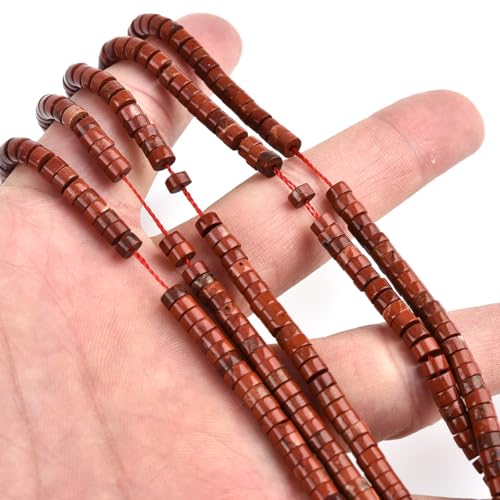 155pcs 4x2mm Natural Red Jasper Heishi Disc Rondelle Spacer Stone Semi Precious Gemstone Loose Beads for Jewelry Making 15 Inch - color: Red Jasper, size: 4x2mm