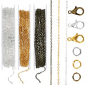 Jewelry Making Chains, 3 Rolls Stainless Chains for Jewelry Making Metal Link Rolls Bulk with 30 Lobster Clasps and 60 Jump Rings for DIY Necklace Bracelet Anklet