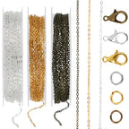 Jewelry Making Chains, 3 Rolls Stainless Chains for Jewelry Making Metal Link Rolls Bulk with 30 Lobster Clasps and 60 Jump Rings for DIY Necklace Bracelet Anklet