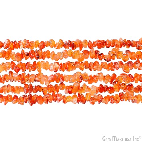 GM GemMartUSA Carnelian Natural Raw Chip Beads Strands | Semi-Precious | AAA+ Quality 1 Strand 34” | DIY Bracelet Jewelry Making, Healing Crystal Craft| 4-6mm - Orange-Color Gemstones (CHCN-70001) - color: Carnelian (CHCN-70001)