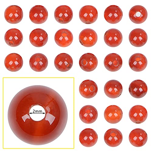 8mm Natural Crystal Beads Stone Gemstone Round Energy Healing Loose Beads with Stretch Cord for Jewelry Making Bracelets Anklets Big Hole(2.0mm) 45pcs(8mm, Carnelian) - color: Carnelian, size: 8mm
