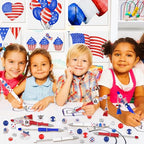 Vellibring 12 Set Independence Day Beadable Pens, 4th of July Patriotic Bead Pens with Assorted Wooden Beads Pendants for DIY Present Students Teens School Office Supplies