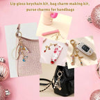 NewOasis 513Pcs Gold Keychain Making Kit & Bag Charm Kit, DIY Lip Gloss Charms & Jewelry Making Supplies with Enamel Charms, Beads, Pliers - Coquette Aesthetic & Preppy Gifts