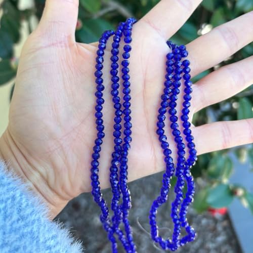 500pcs Czech Faceted Rondelle Crystal Glass Loose Beads 4mm Small Tiny Spacer Bulk Cobalt Blue for DIY Craft Jewelry Making CCR425 - color: Cobalt Blue, size: 4mm (0.16") - 500pcs