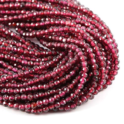 Natural Stone Beads Garnet Gemstone Faceted Loose Beads for DIY Jewelry Making Necklace Bracelrt 2 Strands/Pack Length 15" Size 4.5mm - size: 4.5mm