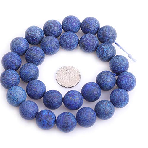 14mm Matte Natural Lapis Lazuli Beads, 15 Inch Strand Blue Frosted Stone Gemstone Beads for Statement Necklace Chunky Bracelet DIY Jewelry Making - color: Blue Lapis Lazuli, size: 14mm