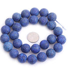 14mm Matte Natural Lapis Lazuli Beads, 15 Inch Strand Blue Frosted Stone Gemstone Beads for Statement Necklace Chunky Bracelet DIY Jewelry Making - color: Blue Lapis Lazuli, size: 14mm
