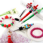 Sunrony 200Pcs Silicone Lentil Beads for Keychain Making, Bulk 12mm Silicone Abacus Spacer Beads for Necklace Bracelet Making Pens(Magenta) - color: H-Magenta