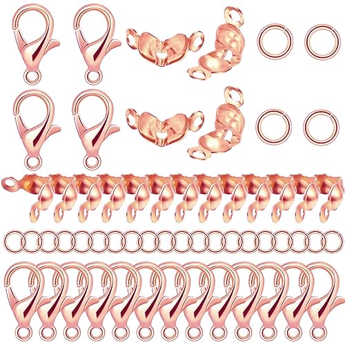 800 Pcs Jewelry Making Accessories Set with 100 Pieces Lobster Claw Clasp 200 Pieces Bead Tips Knot Covers and 500 Pieces Open Jump Ring Connectors DIY Jewelry Making Supplies(Rose Gold) - color: Rose Gold