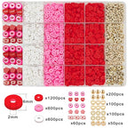 MIIIM Red Clay Bracelet Kit - Heishi Beads, Clay Charms, Gold Spacer Beads - Jewelry Making & Friendship Bracelet Kit for Valentine's Day, Crafts, Raves, Gifts - color: Red