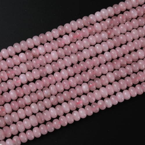 5x8mm 76pcs Natural Stone Rose Quartz Crystal Rondelle Spacer Loose Beads Abacus Disk Stone Round Loose Gemstone Beads for Jewelry Making DIY Bracelet Necklace - color: Rose Quartz, size: 5x8mm Abacus Disk