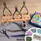 The Beadsmith 6-Piece Chroma Set - Jewelry-Making Tools Kit, Rainbow Titanium Finish, Includes 4 Pliers w/Tweezers and Scissors, Matching Case Included