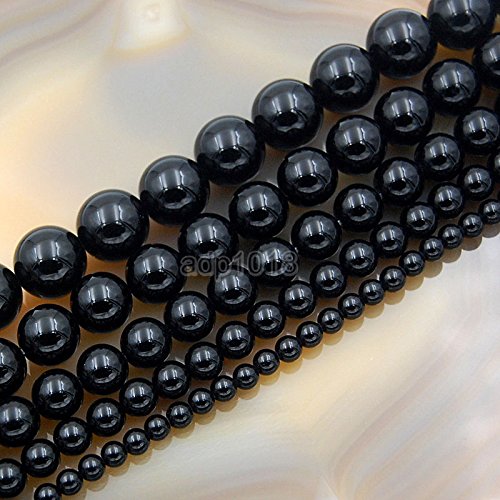 AD Beads Natural Gemstone Smooth Round Loose Beads 15" 4mm 6mm 8mm 10mm 12mm (4mm, Black Onyx) - color: Black Onyx, size: 4mm