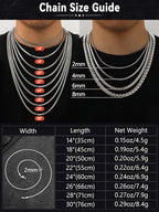 FaithHeart Mens Black/Silver/Gold Stainless Steel Flat Box Link Chain Necklace, Stylish 2/4/6/8mm Width Box Chains Necklaces for Men Non Tarnish Hip Hop Chain Jewelry Gifts,14"-30" Length - color: 2mm Width-Black, size: 22 Inches Length