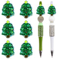 6Pcs Luminous Christmas Tree Fancy Beads for Pens Christmas Tree Focal Space Beads for DIY Craft Beadable Pens Keychain Bracelet Necklace Earrings Jewelry Making - color: Luminous Christmas Tree 2