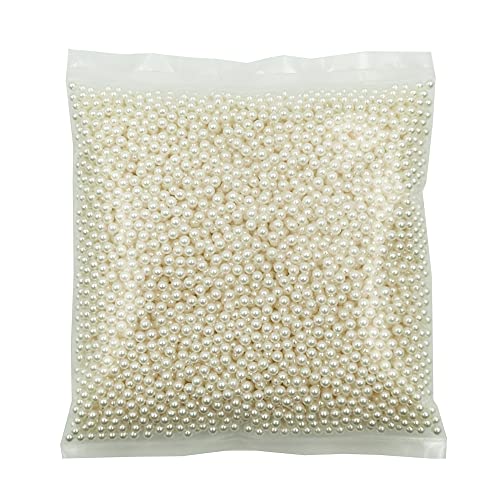 INSPIRELLE 6000pcs 4mm Ivory Polished ABS Undrilled Art Faux Pearls for Vase Fillers, No Hole Imitation Round Pearl Beads for Home Decoration - color: Ivory, size: 4mm