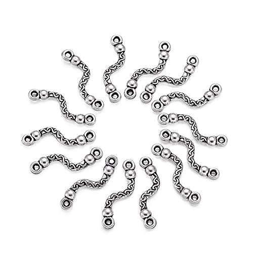 Beadthoven Bracelet Jewelry Connectors Charms Links for Jewelry Making, Antique Silver Metal Filigree Charms Golden Cubic Zirconia Charms Pendants Connectors for Earrings Bracelet DIY Findings - color: Bar-50pcs