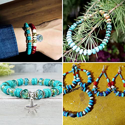 Craftdady 80Pcs 10mm Natural Turquoise Heishi Coin Disc Stone Beads Flat Round Disk Gemstone Loose Beads for Jewelry Craft Necklace Bracelet Making Hole: 1mm - color: Cyan Blue, 10mm