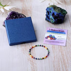 QOGIR 14k gold Handmade Healing Bracelet, Natural Gem Stone Crystal Elastic Gold Bracelet - color: 7 Chakra - Activate The Chakras, size: 4m