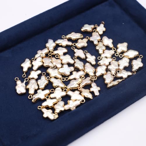 5 Pcs Natural Pearl Pendants Irregular Freshwater Pearl Pendant Charms for Jewelry Making Necklace Bracelet DIY Gift - color: cross